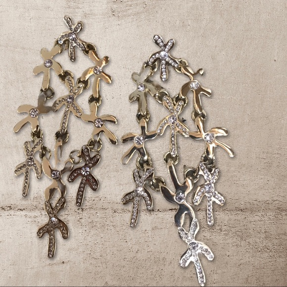 Faux Gold and Crystal statement earrings - Picture 7 of 10